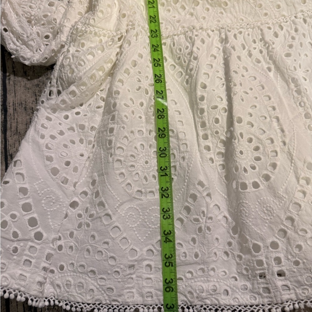 Chico’s White Eyelet Tiered V Neck Dress 12 Cottagecore Cotton Summer Spring - Picture 16 of 17